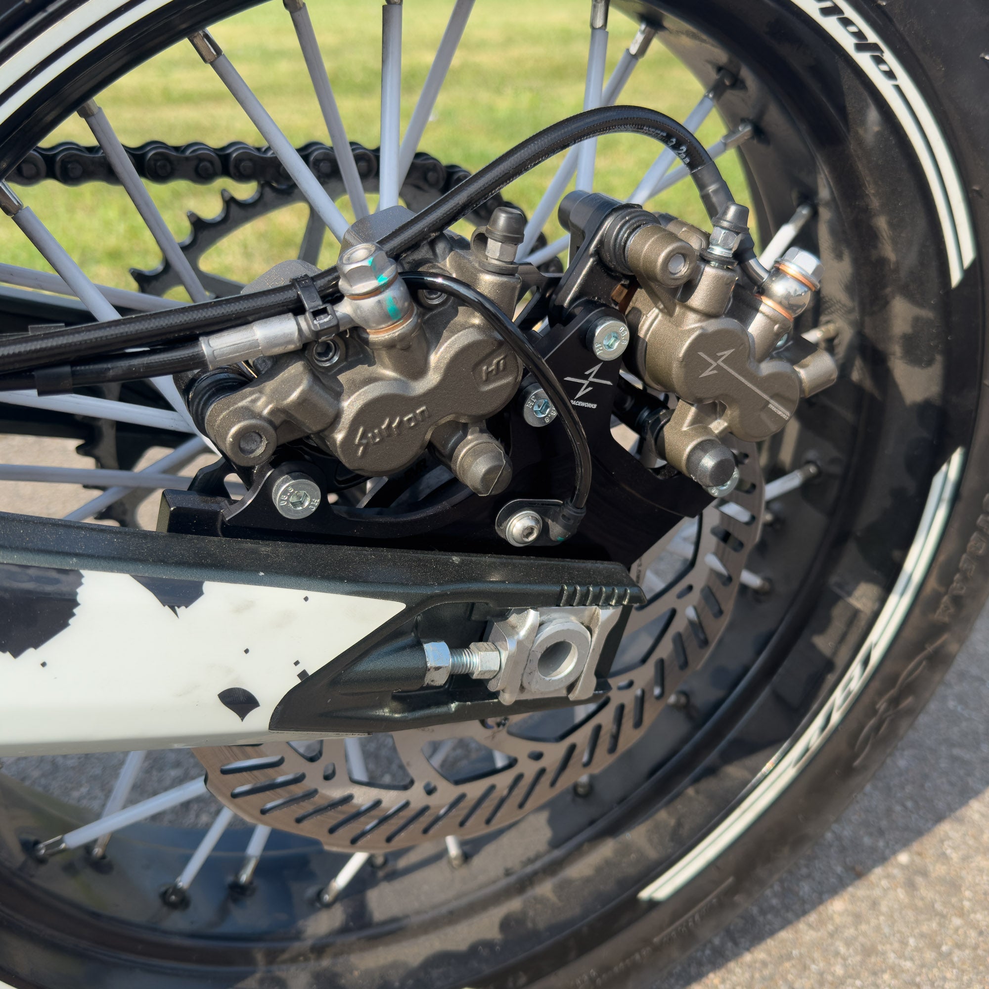 Surron Ultra Bee with the EVRaceworks dual caliper bracket
